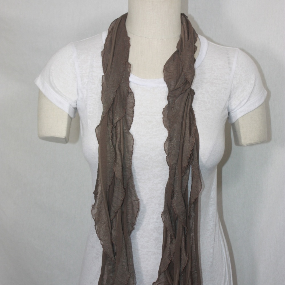 Brown Solid & Patterned Scarf Accessory - Picture 6 of 8